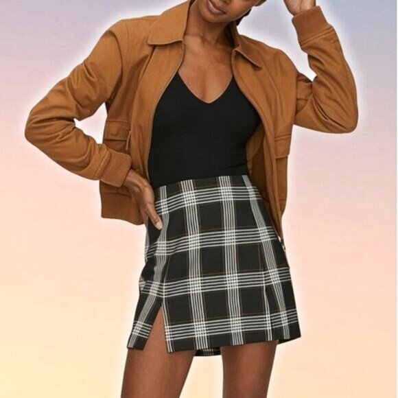 SUNDAY BEST Aritzia Mandy High-Rise Mini Skirt Sz 0 Plaid - Picture 1 of 6